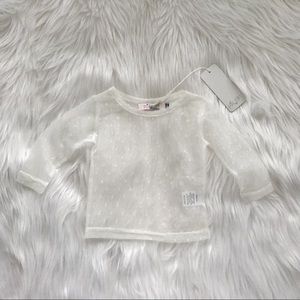 Paush Mesh Dot Long Sleeve Top